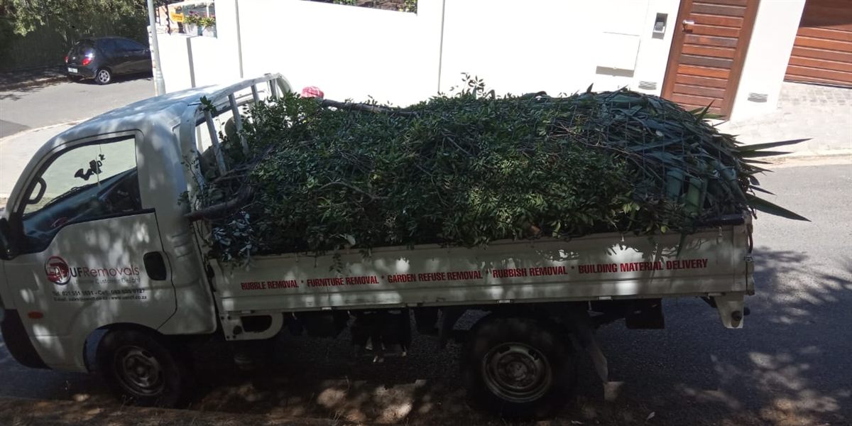 Truck fully loaded with garden clippings