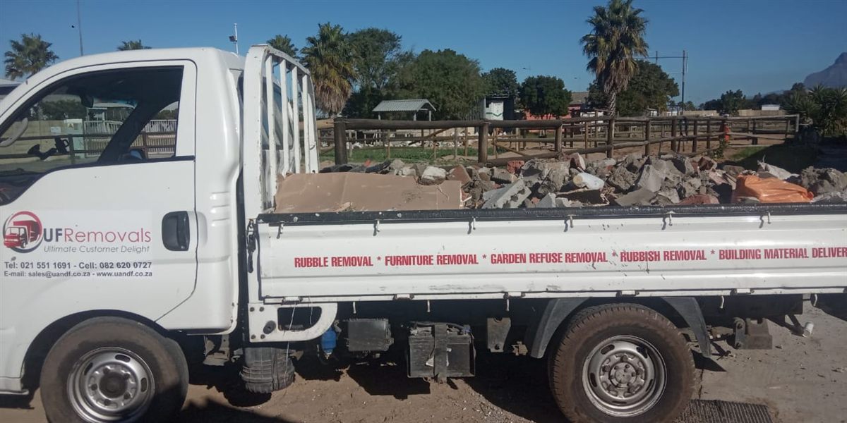 Truck loaded with demolition rubble